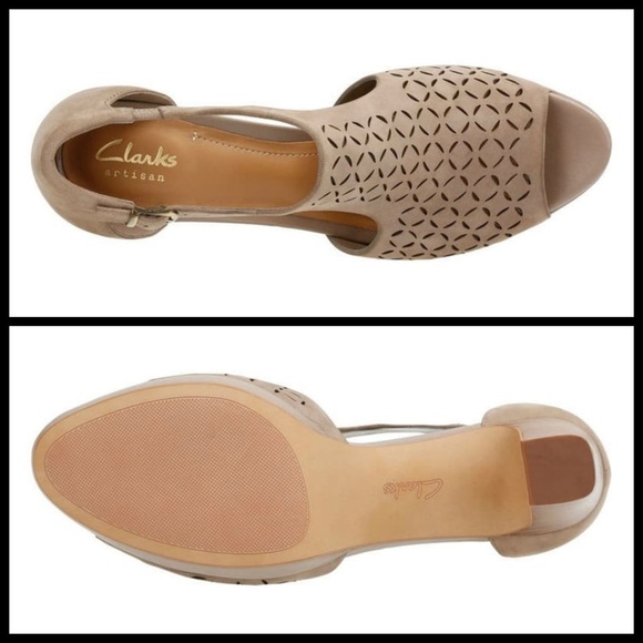 💕CLARKS💕 Peep Toe Suede Comfort Shoe Sandals - Picture 3 of 8